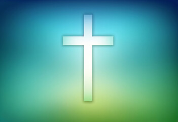 Obraz premium Blue Green White Cross Wallpaper