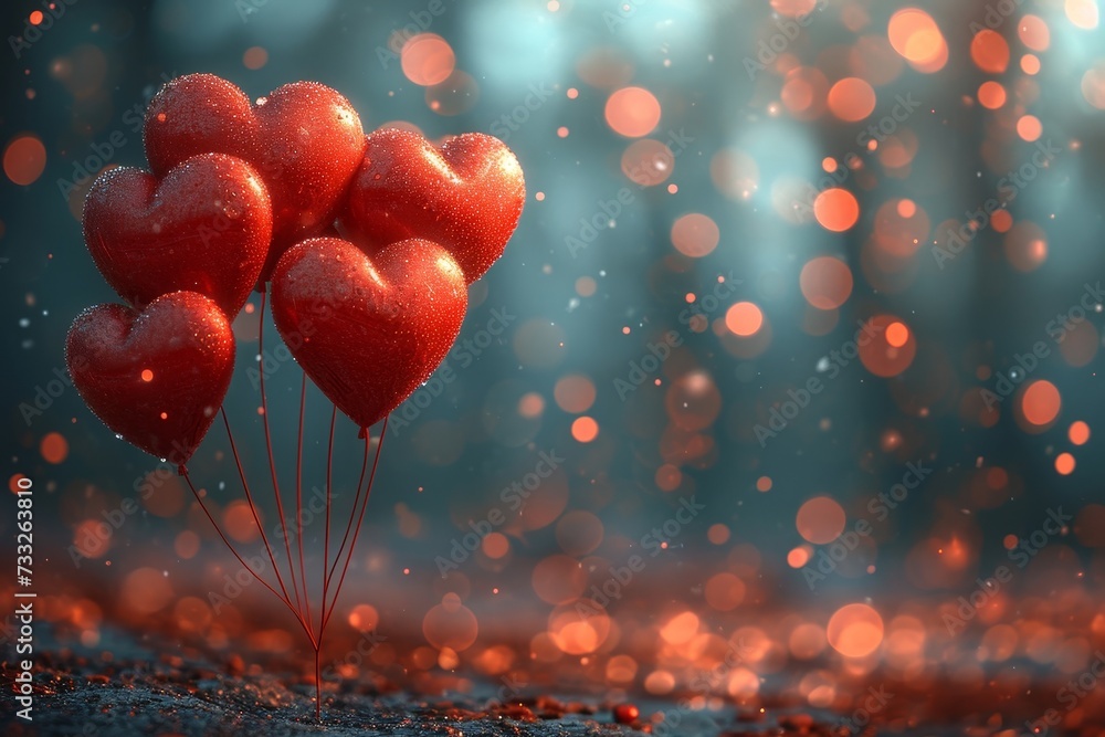 Aufkleber An arrangement of numerous red heart-shaped objects neatly placed on top of a table.