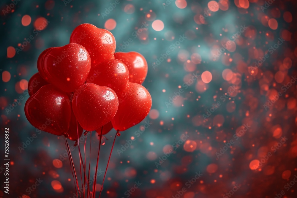 Wall mural A vibrant bunch of red balloons floats gracefully in the air.