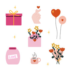 balloons, gift, flowers,coffee, valentine's day