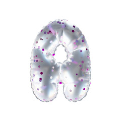 3D pink polka dot transparent helium balloon letter A