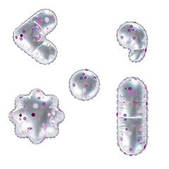 3D pink polka dot transparent helium balloon 5 symbols pack