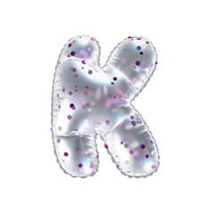 3D pink polka dot transparent helium balloon letter K