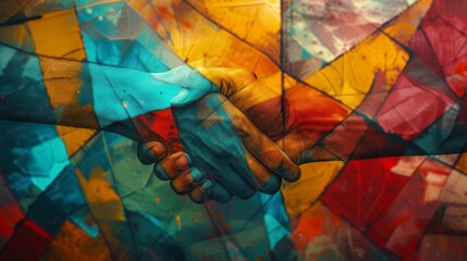 Teamwork Triumph: Building Bridges through Handshakes