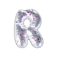 3D pink polka dot transparent helium balloon letter R