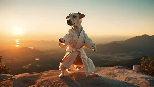 karate fighter dog with kimono. Created with generative AI	
