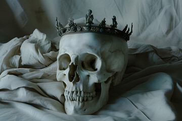 Skull Wearing a Sparkly Jeweled Crown - obrazy, fototapety, plakaty