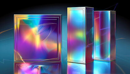  Cosmetic Boxes with  Holographic Designs and Futuristic Vibes Copy Space Mock Up