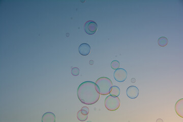 Lots of soap bubbles in the sky