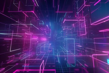 Obraz premium Immerse Yourself: Holographic Grids, 3D Wireframes, and Dazzling Data Visualizations in an Innovative Tech Graphics Background