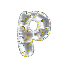 3D golden polka dot transparent helium balloon letter P