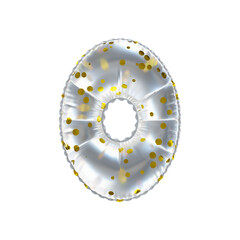 3D golden polka dot transparent helium balloon number 0