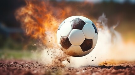 Fototapeta premium A football is played at great speed in the stadium