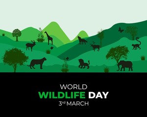 World Wildlife Day. March 3. Holiday concept. Template for background with banner, poster and card. Jpeg format.