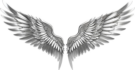 Obraz premium Metalic Silver Wing isolated on transparent background. Generative AI.