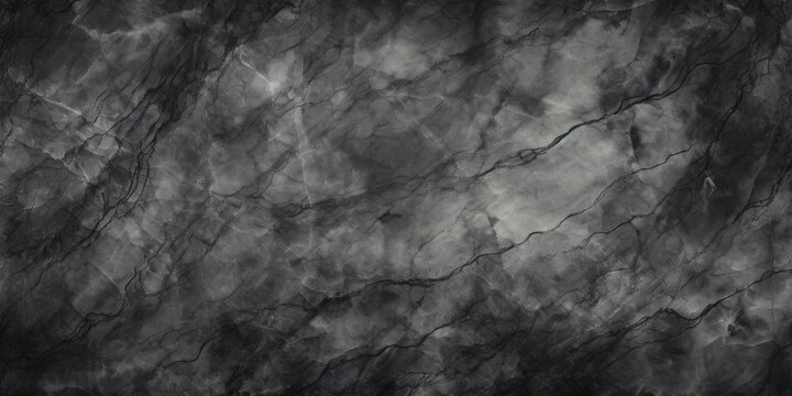Black Watercolor Texture Background with Marbled Gray Cracks and Wrinkled Creases on Vintage Grunge