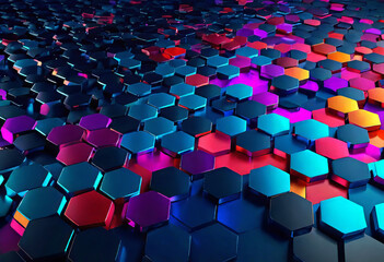 Obraz premium abstract background made of transparent glass and metal liquid hexagons, Materials science, man-made honeycombs,