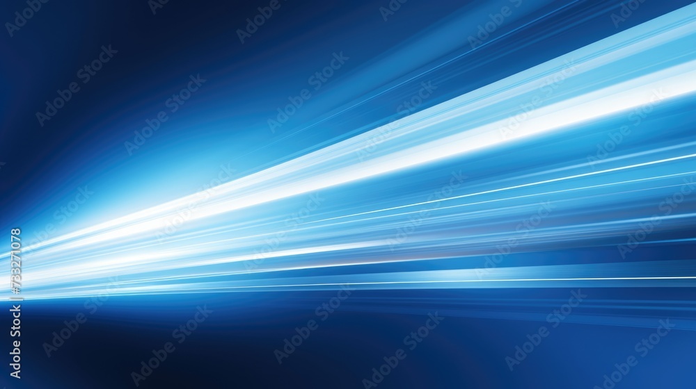 Poster blue linear motion background with abstract white flares. speed effect with glow and abstract light
