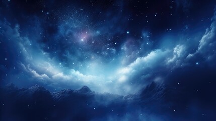 Blue Moon Over the Milky Way: A Stunning Astronomy Banner of Romantic Night Skies and Space - obrazy, fototapety, plakaty