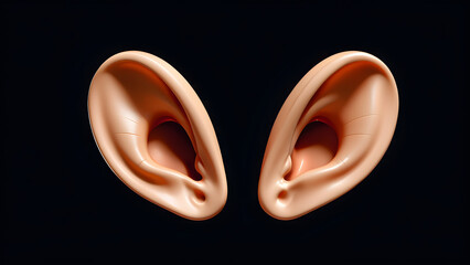 human ears isolated on a black background. science education. biology - obrazy, fototapety, plakaty