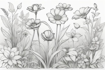 outline drawings of flowers for the coloring page