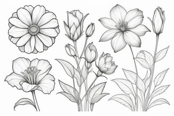 outline drawings of flowers for the coloring page