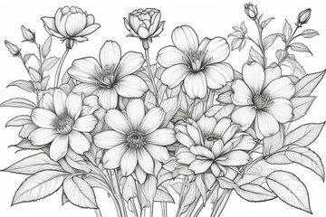 outline drawings of flowers for the coloring page