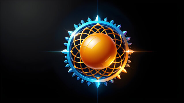 nucleus icon clipart isolated on a black background. science biology
