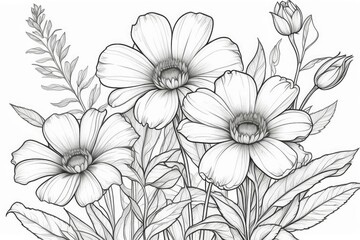 outline drawings of flowers for the coloring page