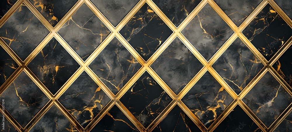 Poster luxurious golden and black marble texture tiled background. elegant pattern for design projects. mod