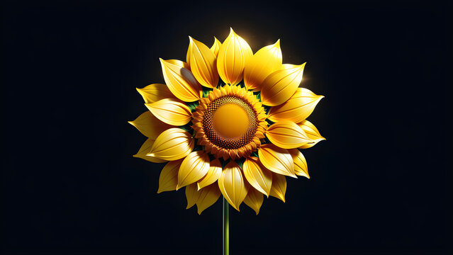sun flower clipart isolated on a black background