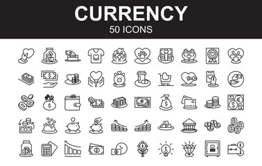Currency Icon Set Line Style