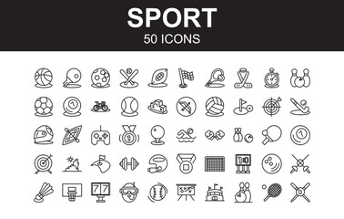 Fototapeta na wymiar Sport Icon Set Line Style