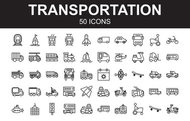 Transportation Icon Set Line Style