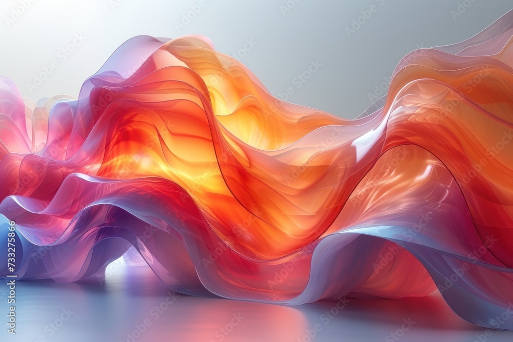 Poster captivating 3d abstract composition with fluid shapes and vibrant color gradients
