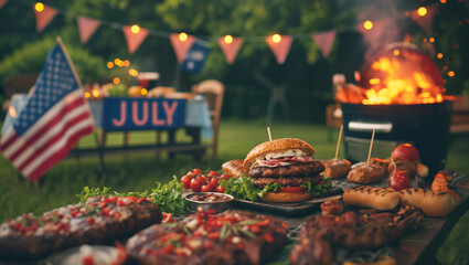 Garden barbecue for the neighborhood on Independence Day, July 4th