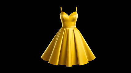 yellow dress icon isolated on a a black background