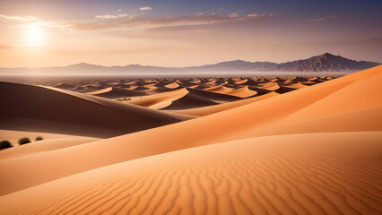Fototapeta na wymiar illustration of sunset in the desert
