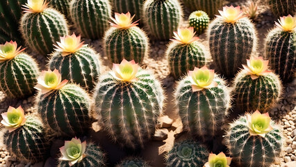 Naklejka na ściany i meble desert cactus plants background. 