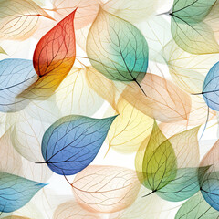 Seamless pattern of colorful leaves.