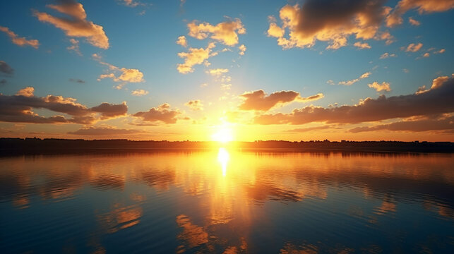 sunset over the lake   high definition(hd) photographic creative image