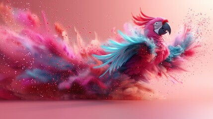 a colorful bird flying through the air with it's wings spread out and it's wings spread out.