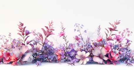 Vibrant Spring Floral Array Isolated on White
