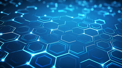 Obraz premium Digital technology hexagon cyber security concept, blue technology background
