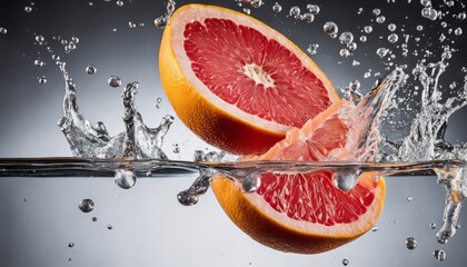 A slice of grapefruit in water