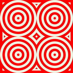 Naklejka premium Crossing circles, rhombuses, triangles ornament. Linear seamless pattern. Abstract background. Mosaic vector. Geometric illustration. Embroidery backdrop.