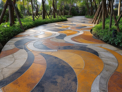 Beautiful design pedestrian pavers. Made of weather-resistant and non-slip material. For public use.