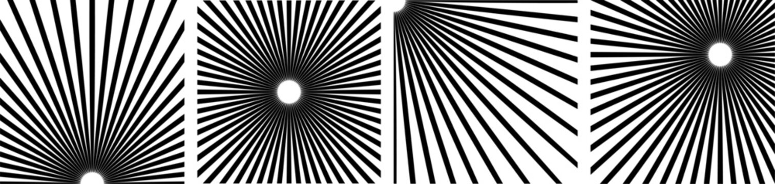 Vektor Design Hintergründe und Elemente Set - Linien Strahlen Formen - Optische Täuschung - Vorlagen