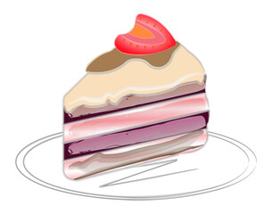 Isolated colored cake dessert sketch icon Vector