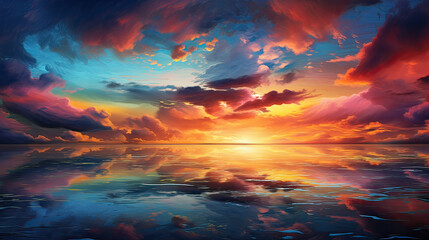 Fototapeta premium Mystical Sunset Sky Drift Background Ai Generative